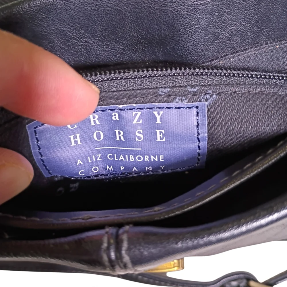 Crazy Horse ‎ Vintage Black Leather Shoulder Bag